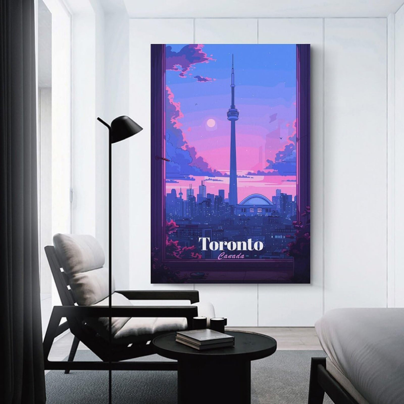 Junmoney Toronto Cityscape at Sunset Canvas Wall Art 08x12inch(20x30cm), for Study, Office Or Focused Interiors, Home Office Artwork with Decorative Appeal