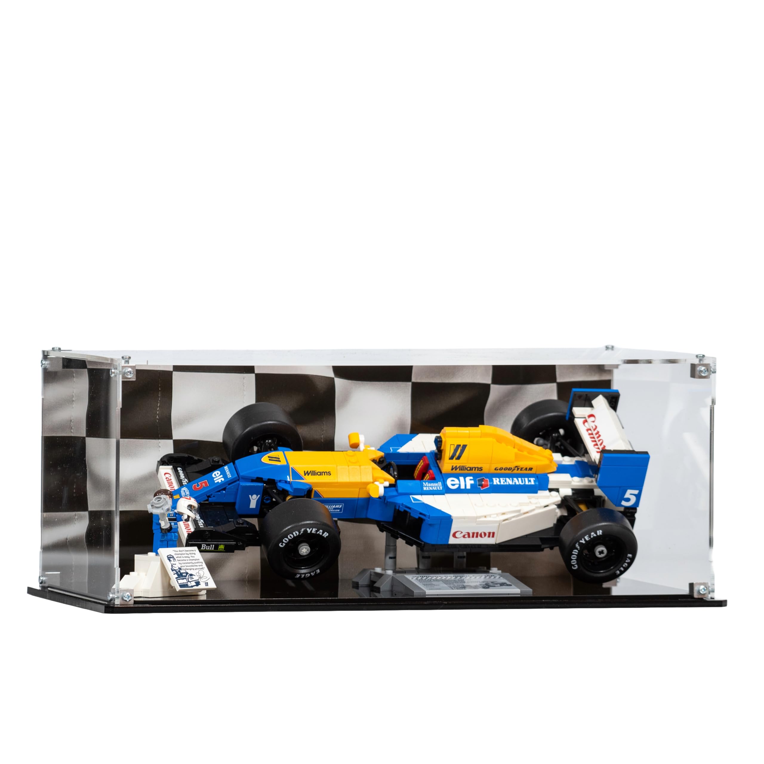 Acrylic Display Case compatible with LEGO® Icons: Williams Racing FW14B & Nigel Mansell (10353) (Printed Back Panel)