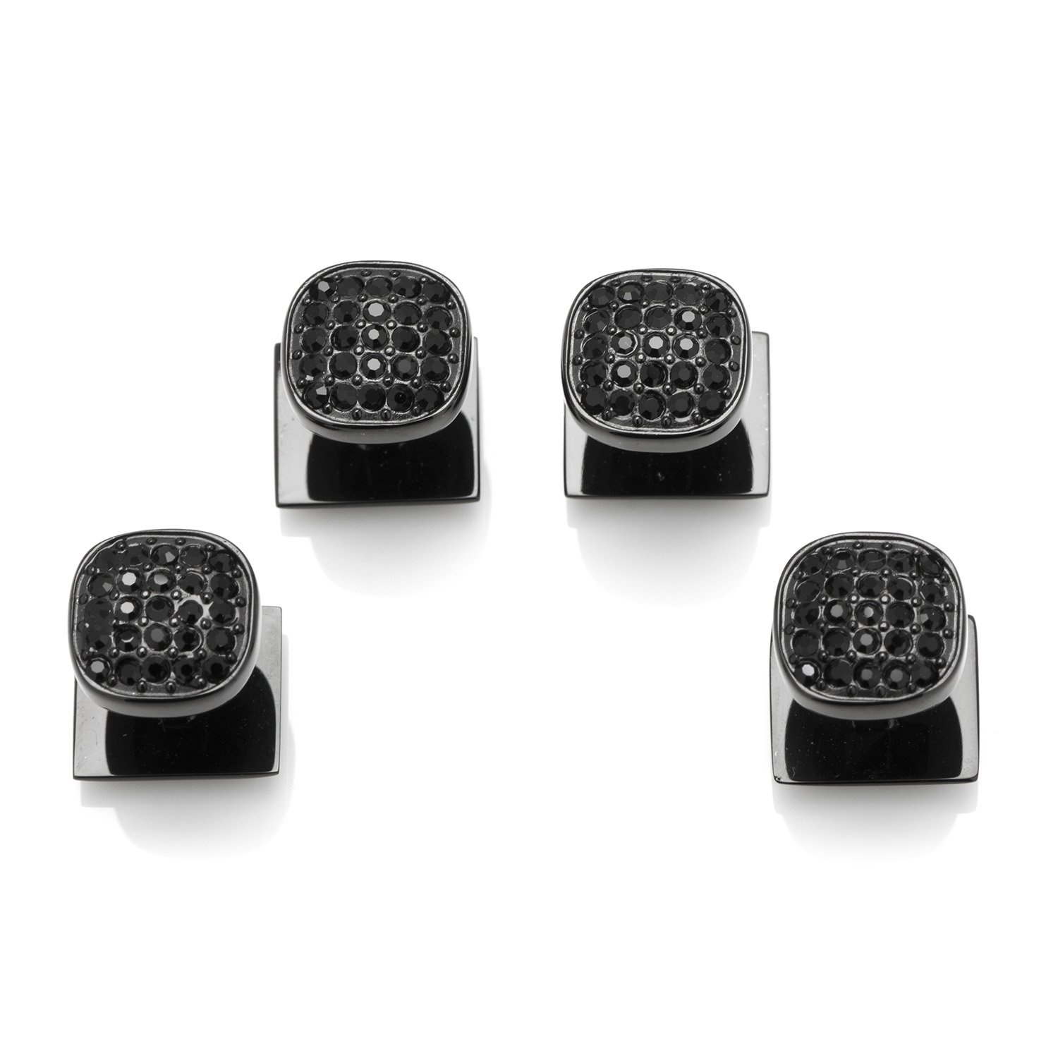 Ox and Bull Trading Co. Black Stainless Steel Black Pave Crystal Studs, One Size