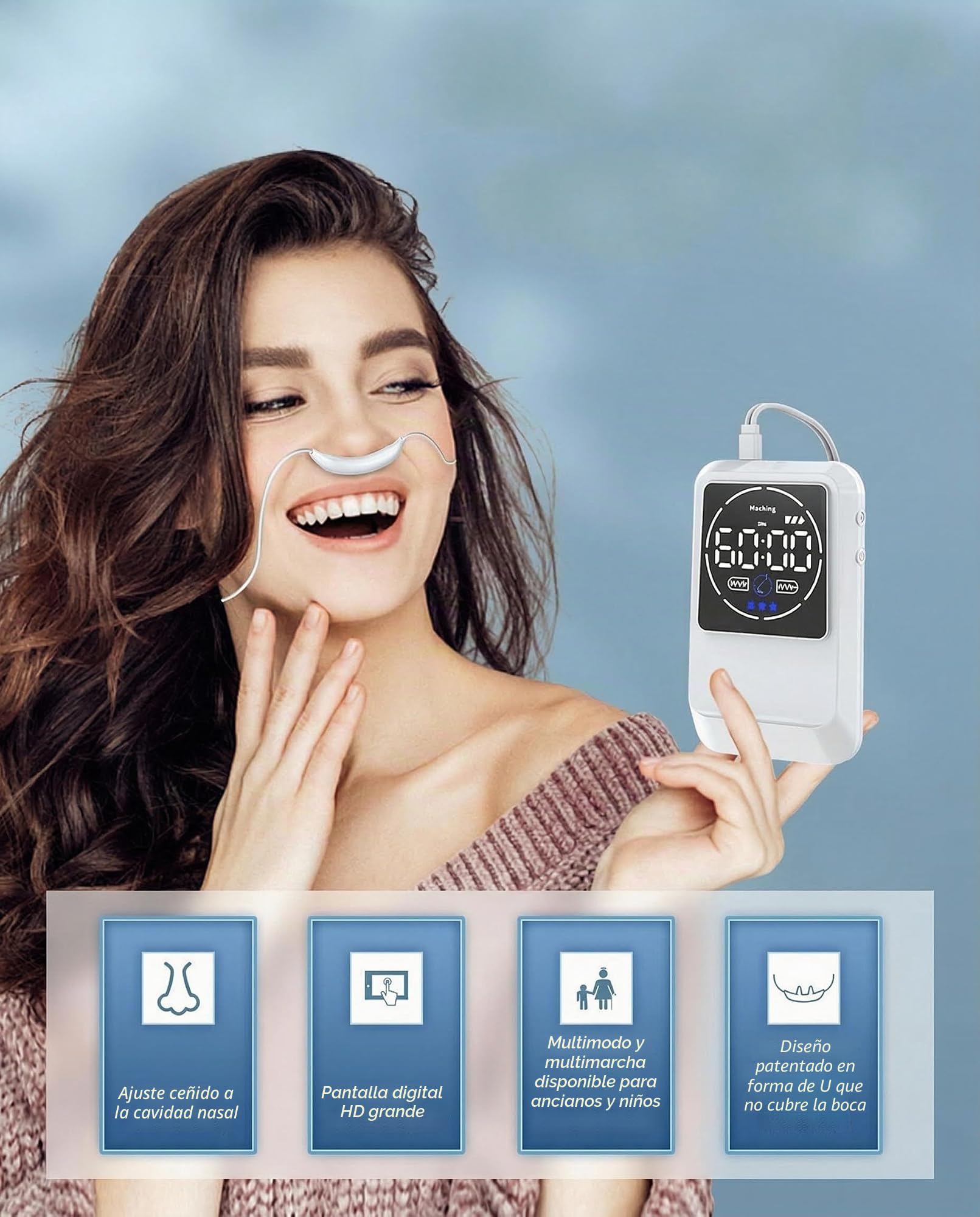 KTS Dispositivo de Tratamiento de Rinitis con Luz Roja,Dispositivo Antialérgico de Cuidado Nasal Para Alivio de Rinitis,Reparación de Mucosa Nasal,Antirronquidos,Congestión Nasal,Picor Nasal,Sinusal