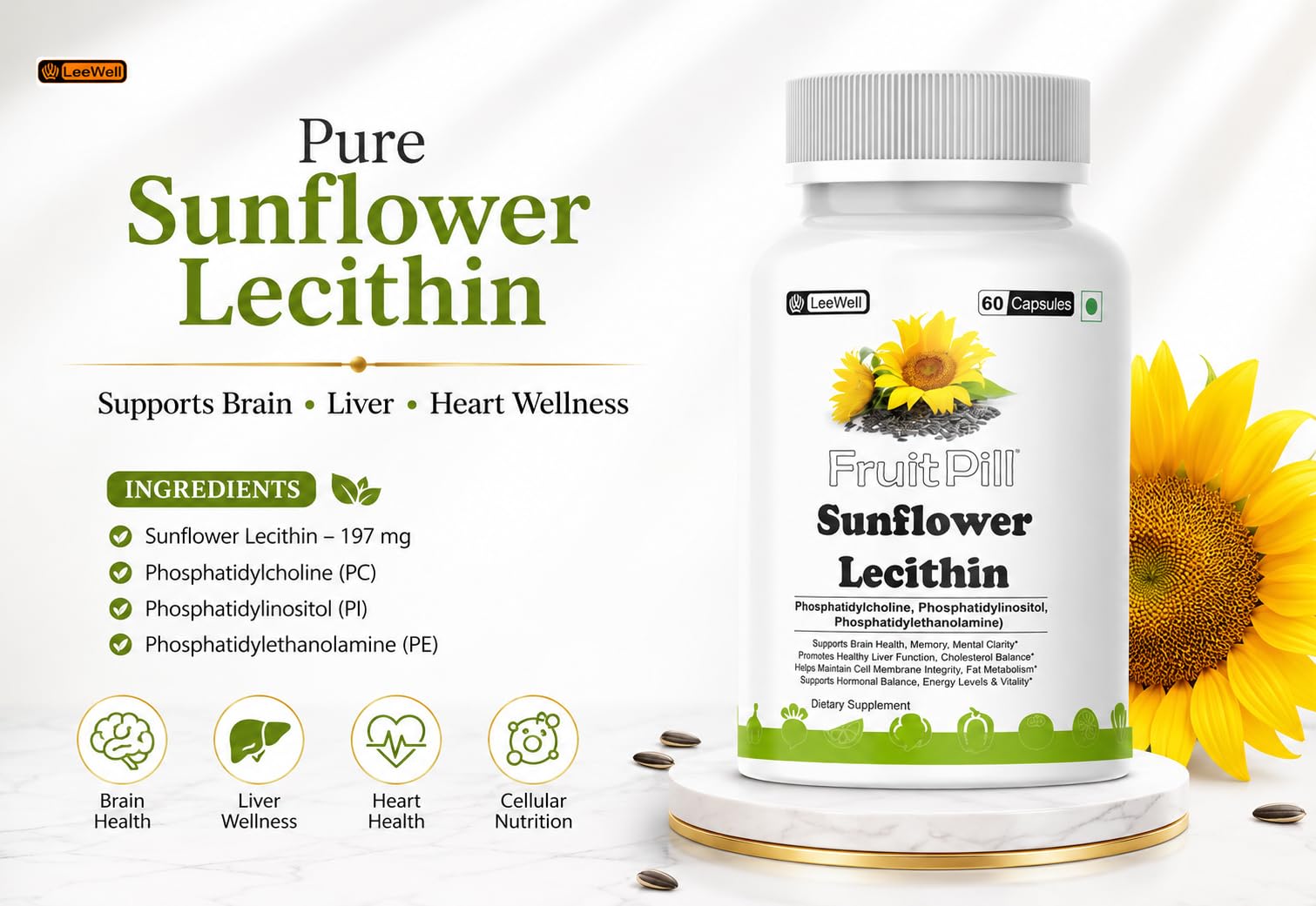 FruitPill Sunflower Lecithin Supplement, 60 Capsules 4