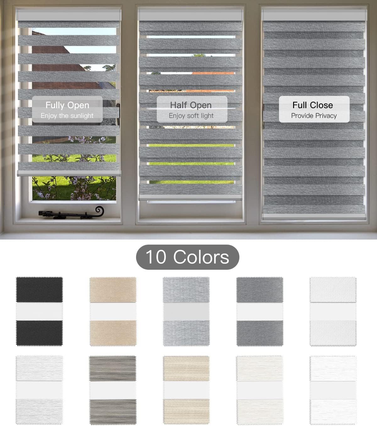 Tokblind Roller Shades and Zebra Shade Fabric Sample Swatch, 3 Pieces : Home & Kitchen