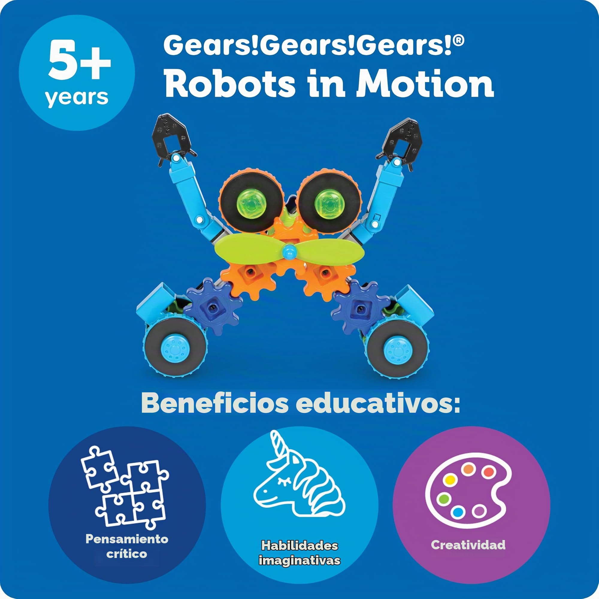 Learning Resources Robots en Movimiento de Gears Gears Gears, Stem, Juguete con Engranajes,Robot, niños de 5+ años de Edad