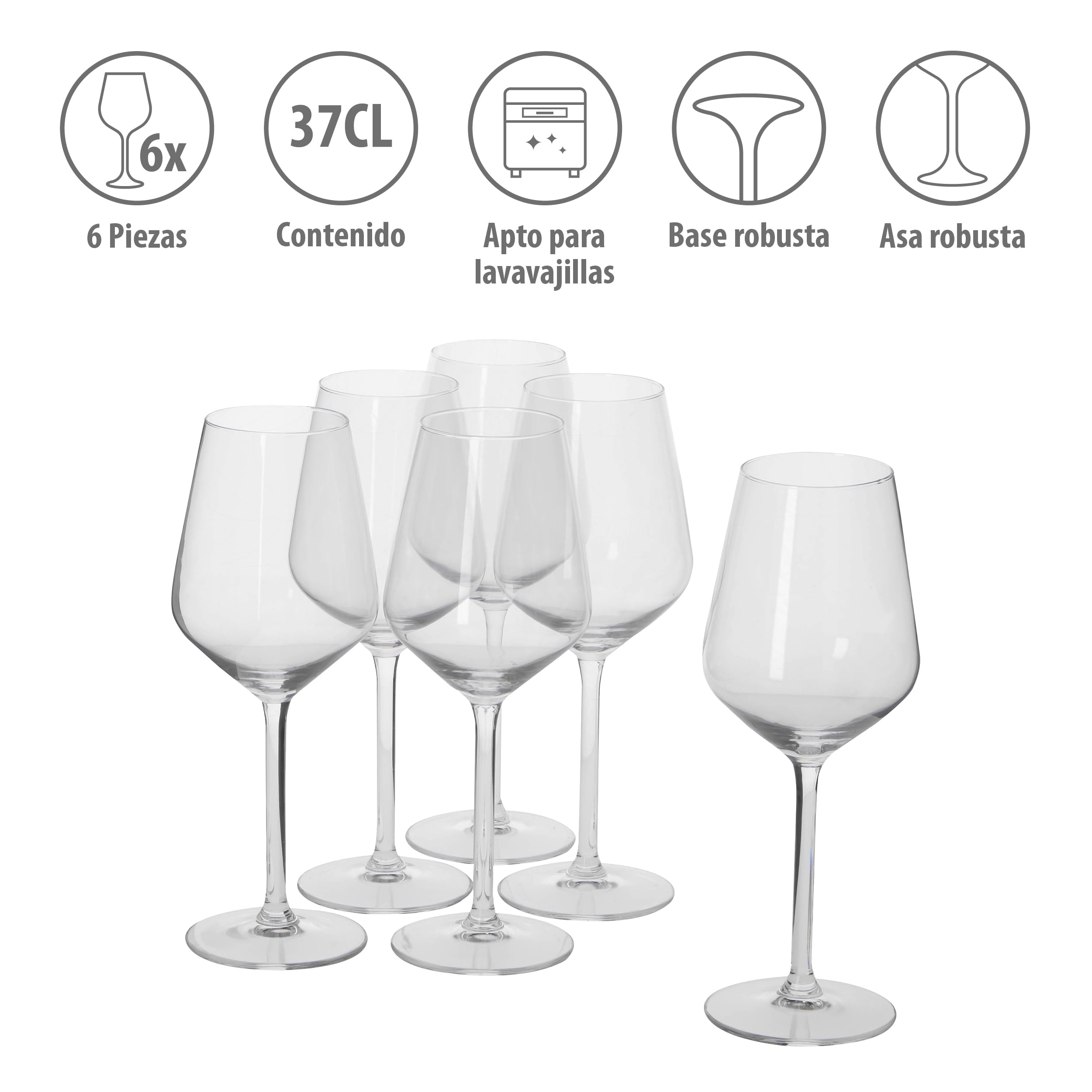 Alpina Copas de Vino Blanco 6 Piezas 37cl Vidrio Transparente