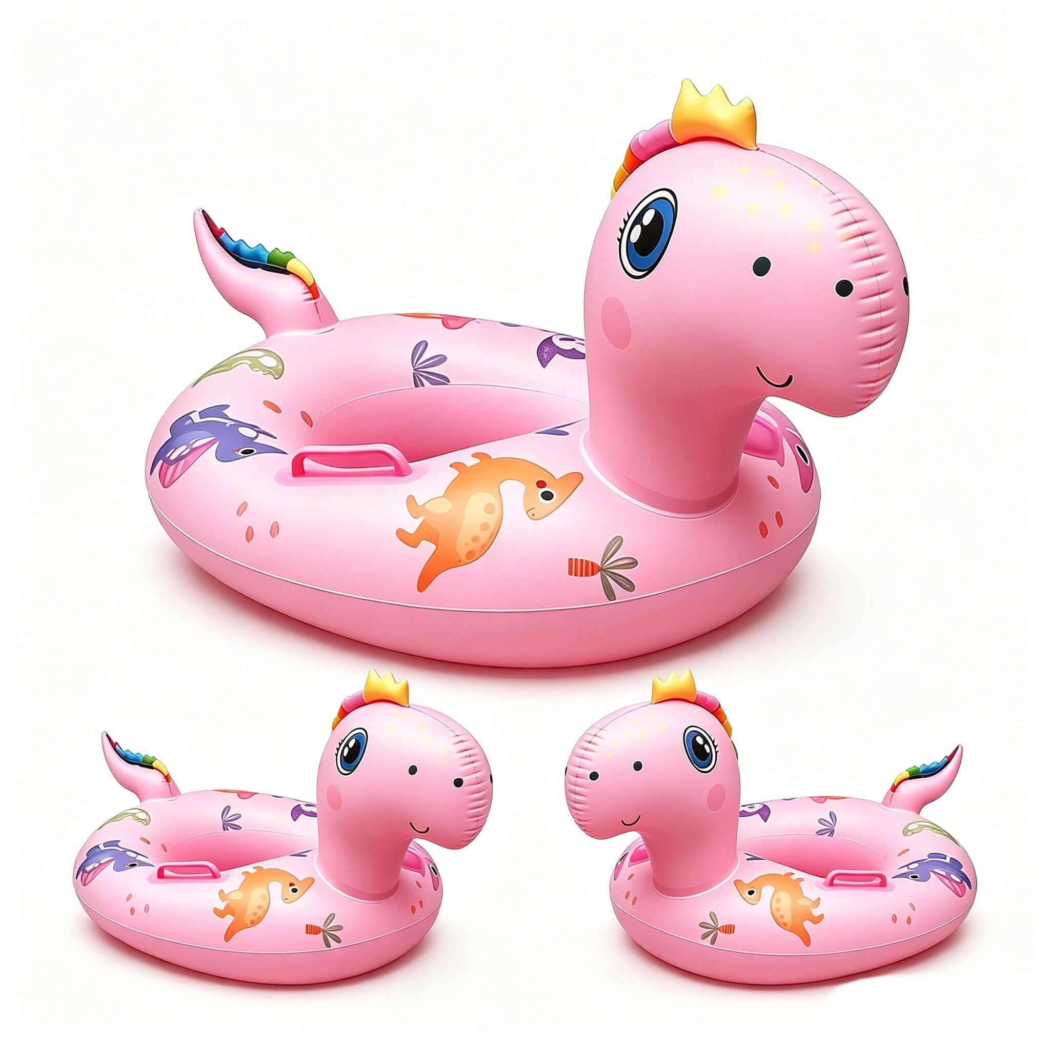 Dinosaur Swimming Ring, Dinosaur Inflatable Float with Seat, Rubber Ring Pool Floats for Summer Beach Swimming Pool Water Party