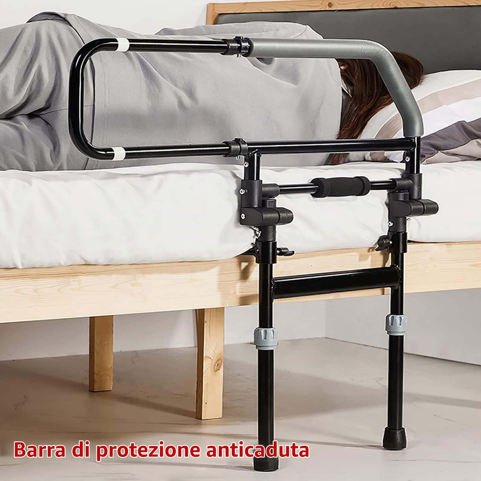 Sponda Letto Universale Ribaltabile Regolabile per Letti da degenza, Ideale per Anziani e Disabili,Barriera Letto