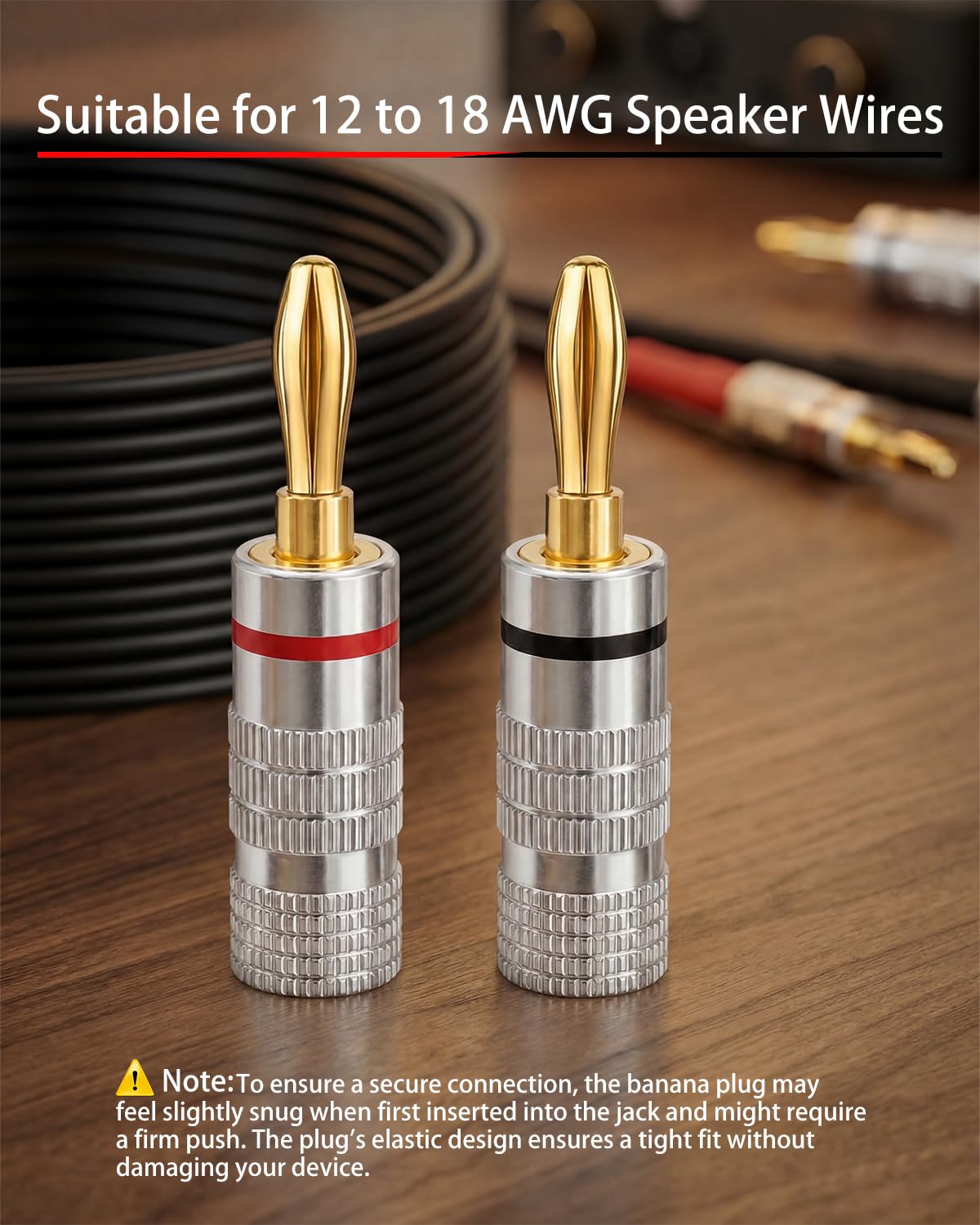 Banana Plugs 6 pares/12 piezas, conector de altavoz chapado en oro de 24 quilates de 4 mm para cine en casa, placa de pared, receptor de audio/video, amplificadores y sistemas de sonido