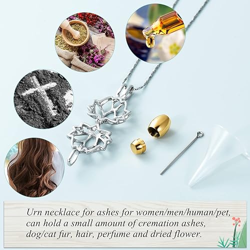 Miniatura 3 de Imrsanl - Joyería para llevar Cenizas - Collar con dije de flor de loto con mini urna de recuerdo para cenizas