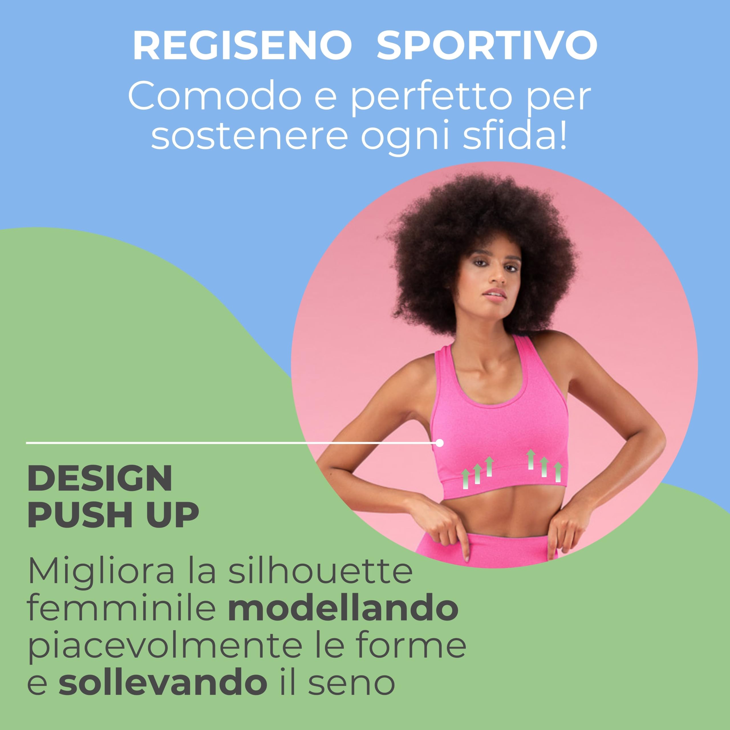 FOCENZA Top Sportivo Donna con Effetto Modellante e Push Up in Microfibra Elasticizzata e Traspirante, Made in Italy