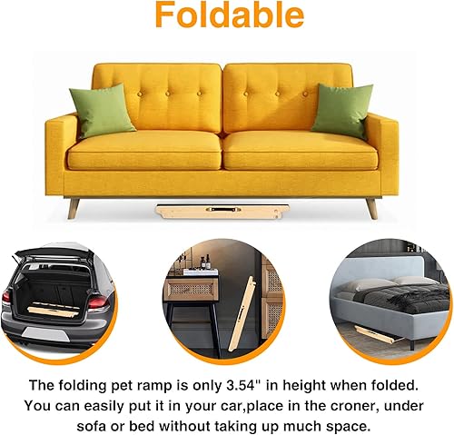 Miniatura 5 de Rampa plegable ajustable para perros para auto, camión, SUV, cama, sofá, escaleras, rampas de madera para mascotas para perros pequeños y gatos con
