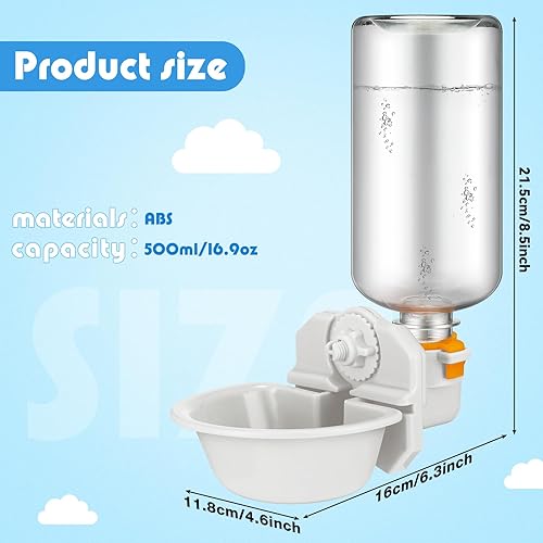 Miniatura 2 de Riakrum 2 botellas de agua para perros para jaula de 17 onzas, dispensador de agua antidesbordamiento para mascotas, botella colgante automática