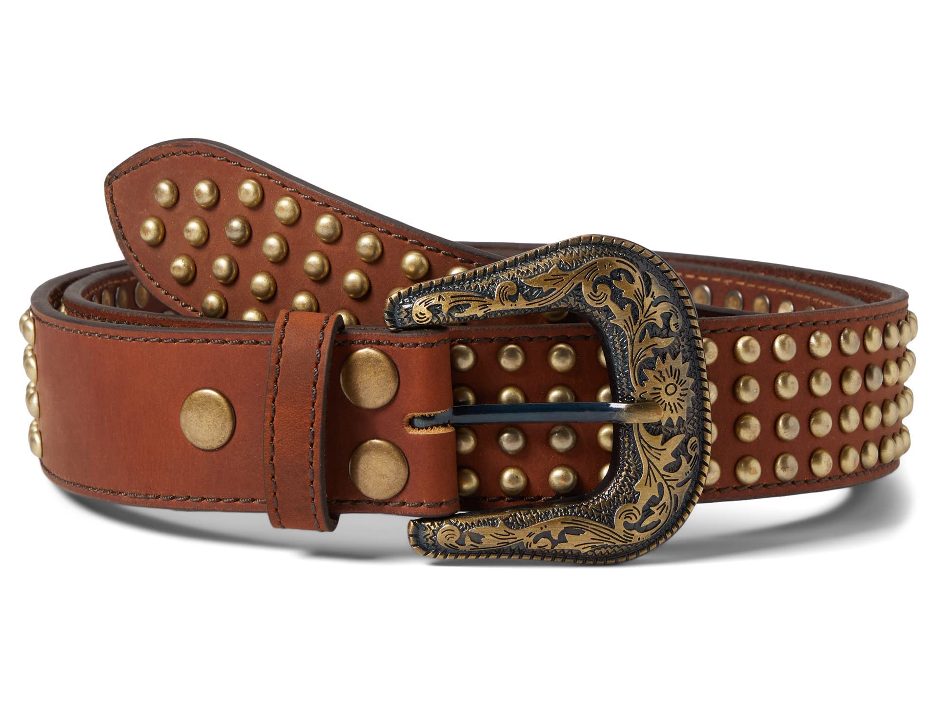 ARIAT Women's Gold Studded Western Belt, Large, Tan