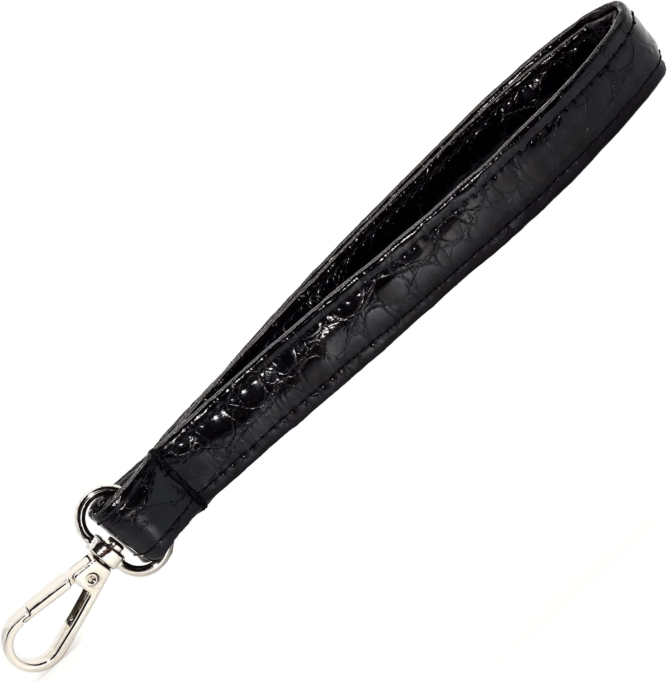 Black Crocodile Wristlet Strap - Handbag Strap - Vegan Faux Leather - 3/4 x 6 Inch Loop With Swivel Clip - 8 Inch Total Length - Handmade by Green Acorn Kitchen