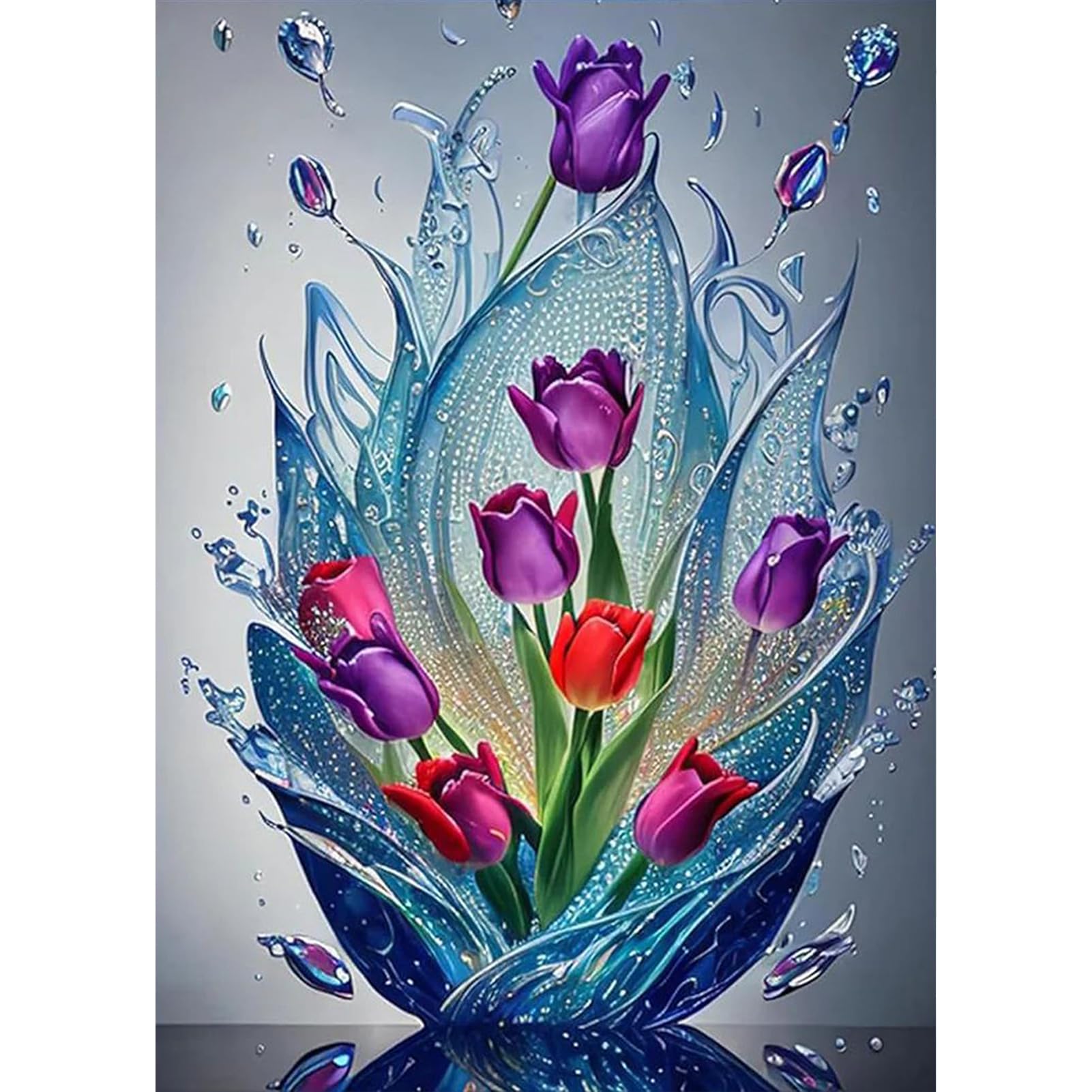 Jatok White Diamond Art Kits Adults, Folwer Diamond Painting Kits For Adults Beginners, Diy Full Drill Gem Art Kits Crafts Home Wall Decor Gifts, 12X16in/30X40cm