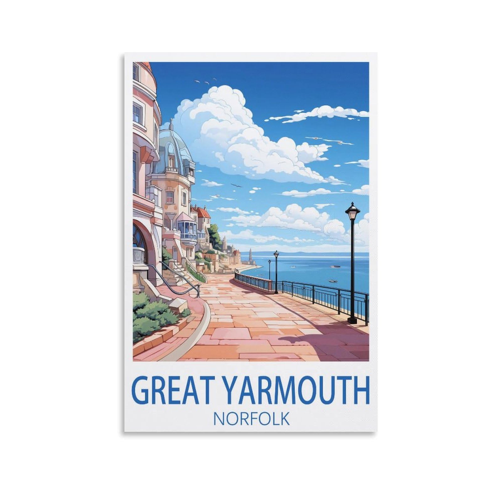 EZMLFA DIY 5D Diamond Art Painting Kits,Great Yarmouth Norfolk Colourful Rhinestone Diamond Arts Kits for Beginners, Perfect Home Wall Decor Gifts 30x40cm