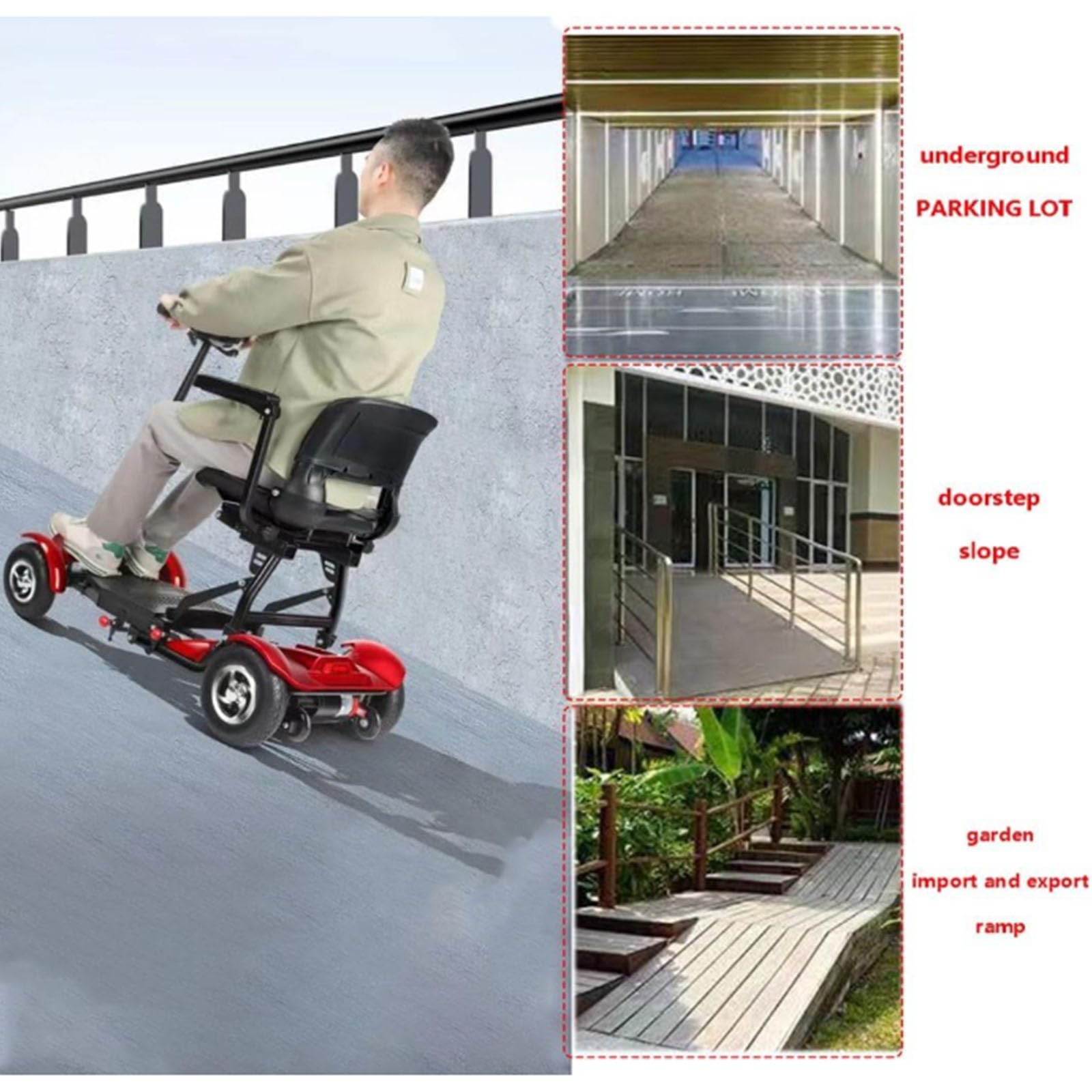 BCBKD Scooters De Movilidad Ligeros De 4 Ruedas para Adultos,Scooter De Movilidad Plegable,Scooters para Personas Mayores,Carga 150 Kg/300 Lbs,para Personas Mayores Discapacitadas