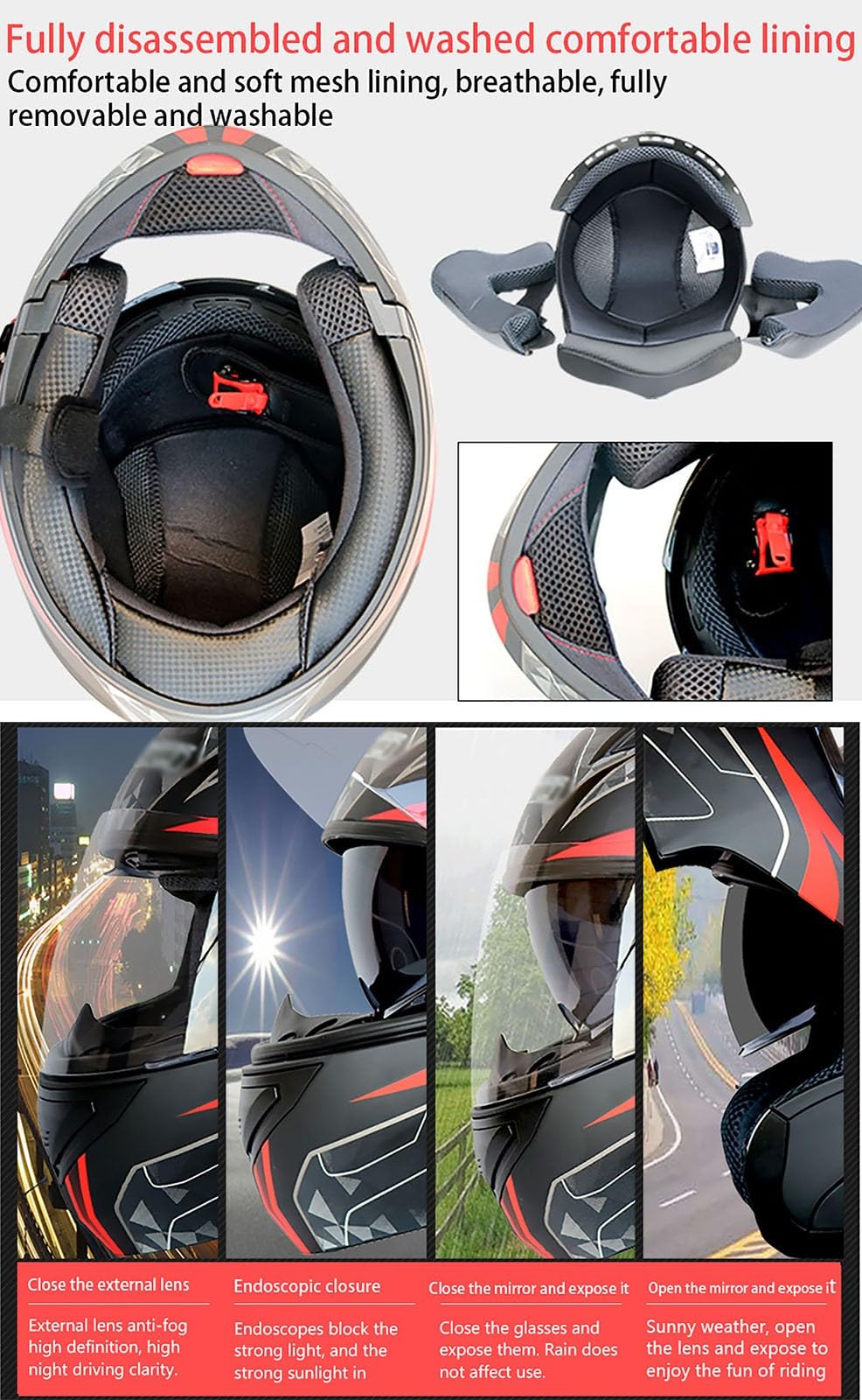 Modułowy składany kask motocyklowy, motocyklowy, składany, kask motocyklowy z interkomem, Bluetooth DOT / ECE