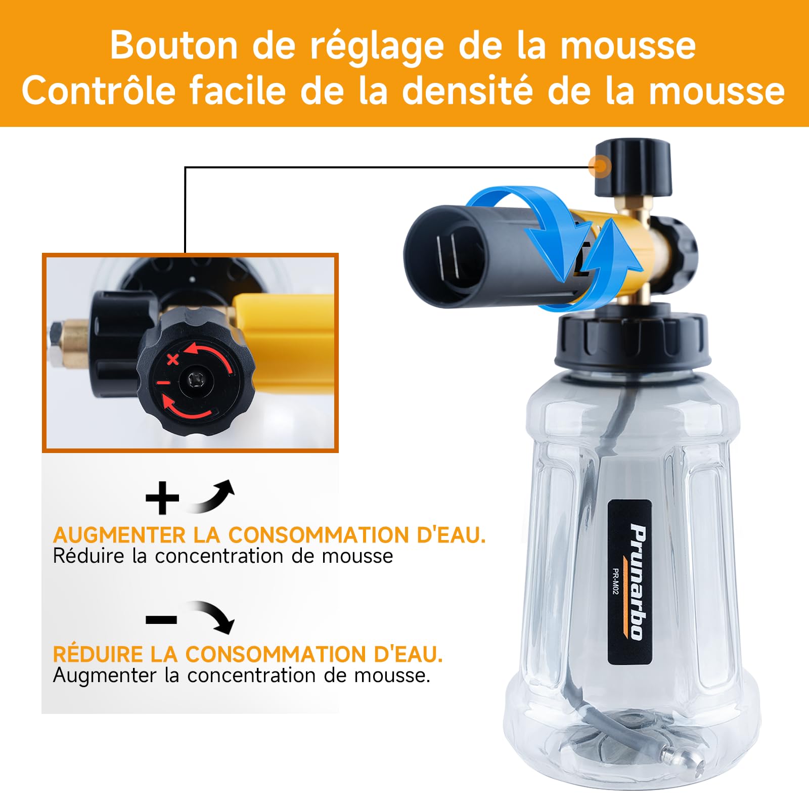 Canon à Mousse Compatible avec Kärcher K2-K7, Kit Lavage Auto | Pistolet Court, Mousse Épaisse, Nettoyage Rapide, Jantes, Carrosserie