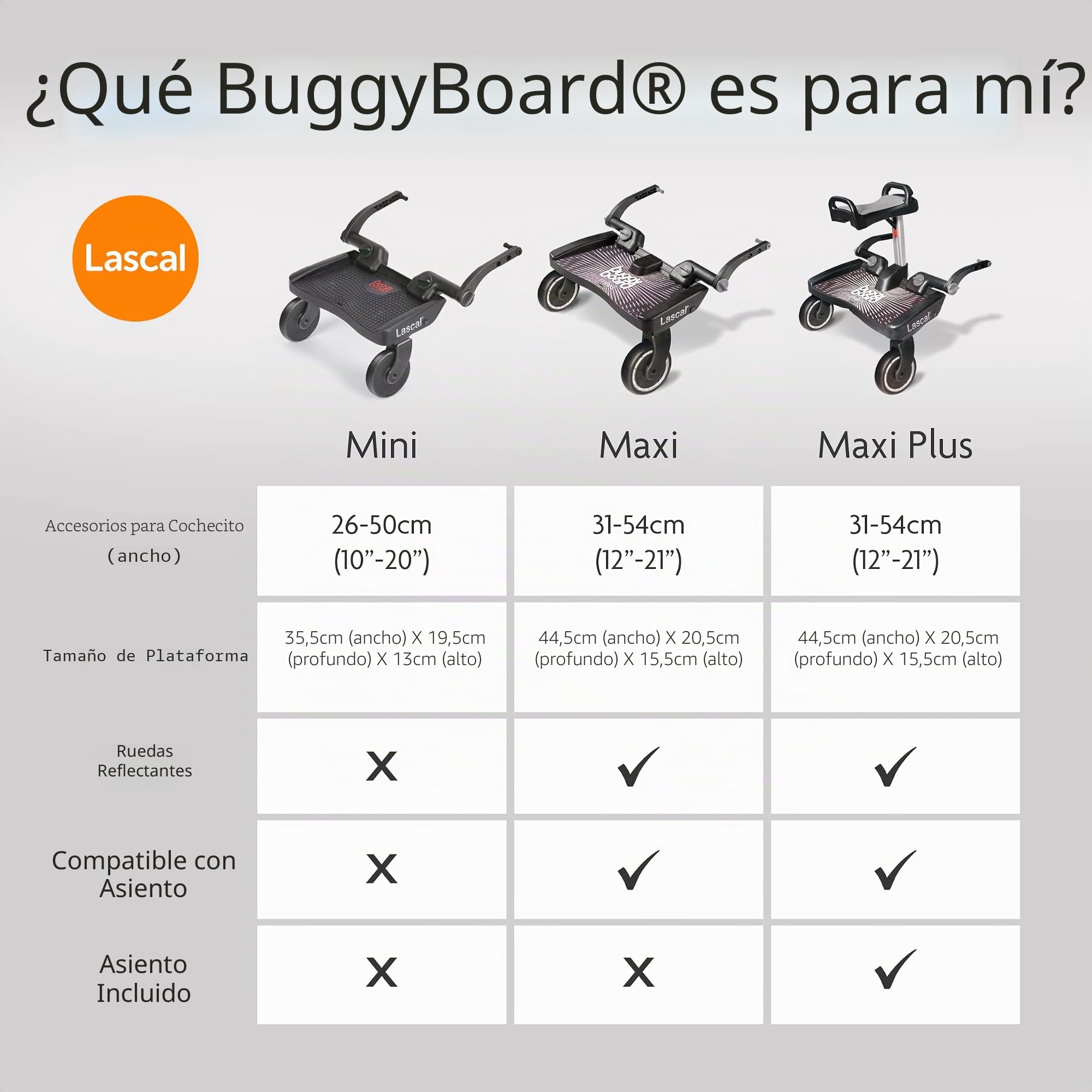 Lascal BuggyBoard Mini 3D Plataforma con ruedas para carrito infantil, accesorio para niños de 2 a 6 años (22 kg), compatible con casi todas las sillitas de paseo, gris