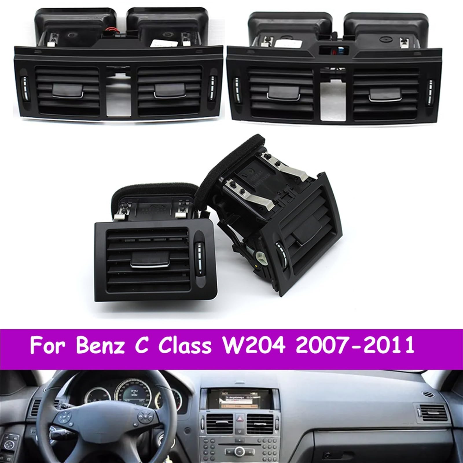 Pokrywa wentylacyjna LHD RHD W204 konsola klimatyzator AC kratka wentylacyjna pasuje zamiennik dla Benz C klasa C180 C200 220 230 260 C300 350 2007-2011 AC wentylacja (LHD po prawej) (RHD lewej)