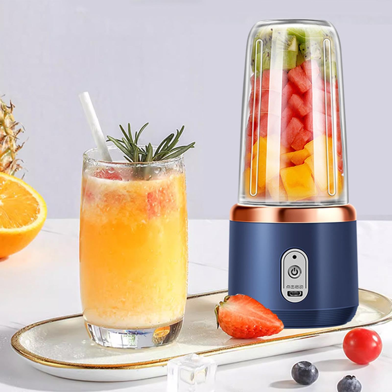 Batidora de portátil, máquina de exprimir batidos de frutas, taza de licuadora de frutas, vaso recargable para desayuno, apartamento, vacaciones, camping, gimnasio, oficina, hogar, picnic, playa