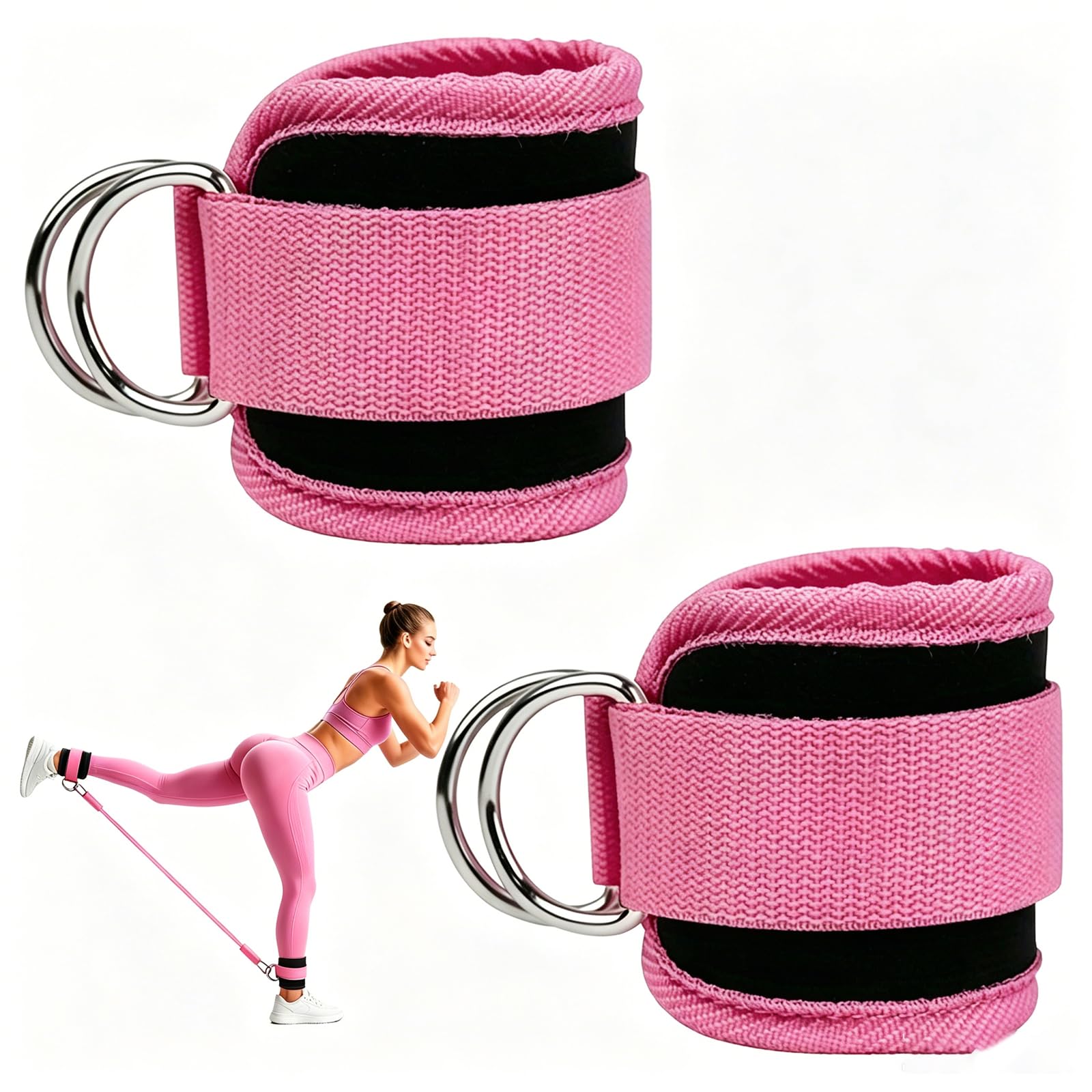 2Pcs Ankle Straps for Cable Machine, Gym Cuff for Kickback Leg Extension