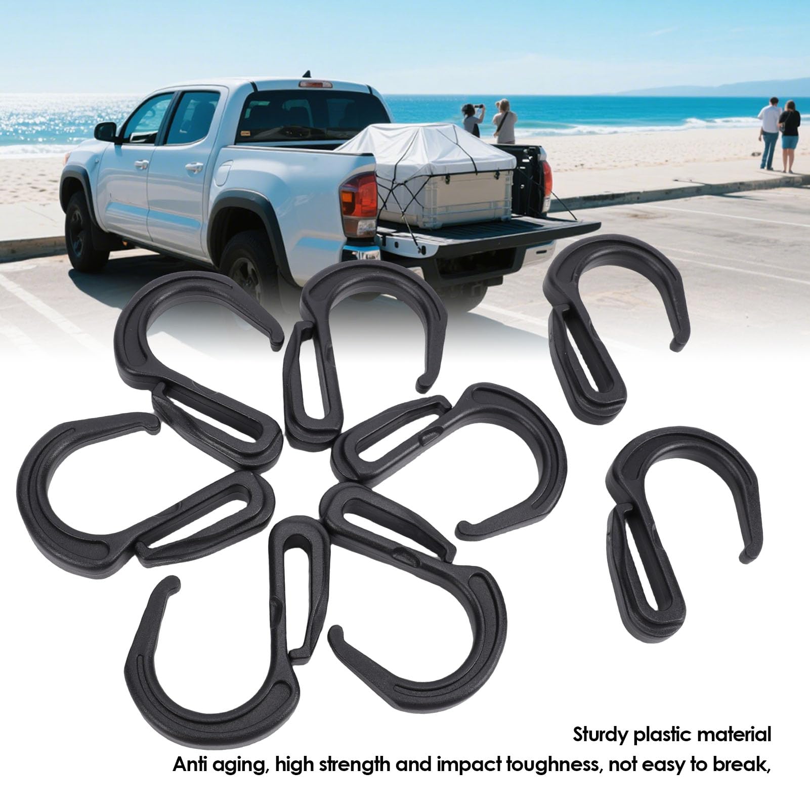 Generic 20 Stück Haltbarer, Elastischer Gummi-Bungee aus Kunststoff, Passend für Kordelhaken Zur Gewährleistung des Ladungsschutzes, Universell für Kofferraum- und LKW-Netze, 20 X S-Haken