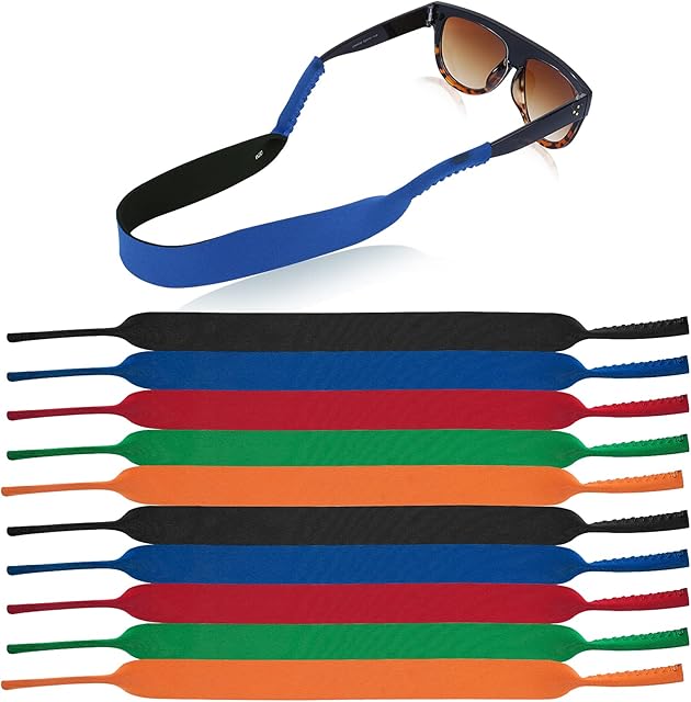Yolev 10 Pieces Sports Sunglasses Strap Floating Eyewear Retainer, Adjustable Eyeglass Strap, Sports Glasses Band, Soft And Durable Neoprene Material for Sports Outdoors Water Activities