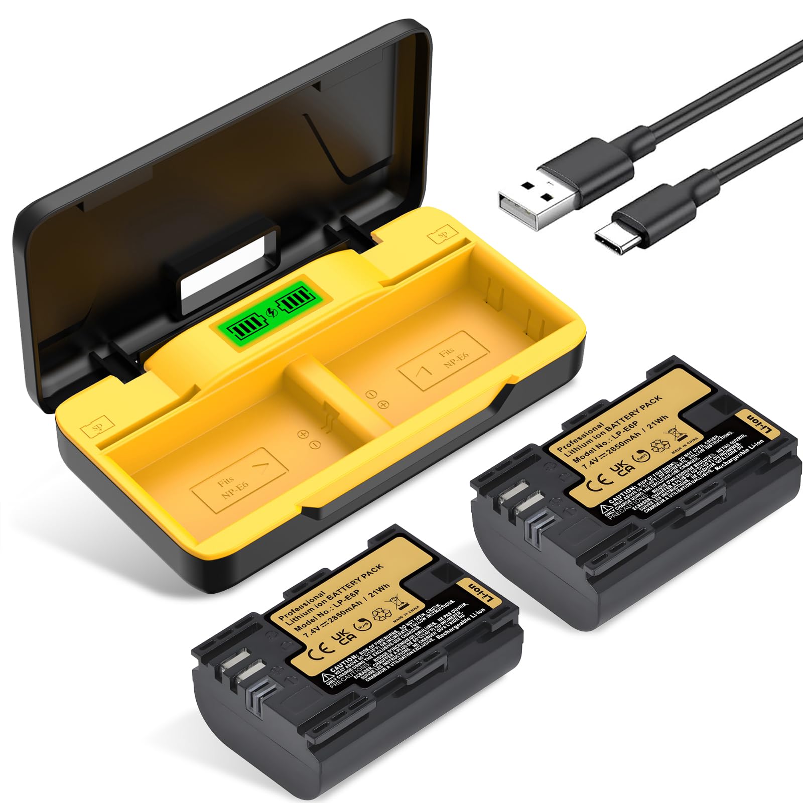 Amazon.com : LP-E6P Batteries 2 Pack 2850mAh, Replacement