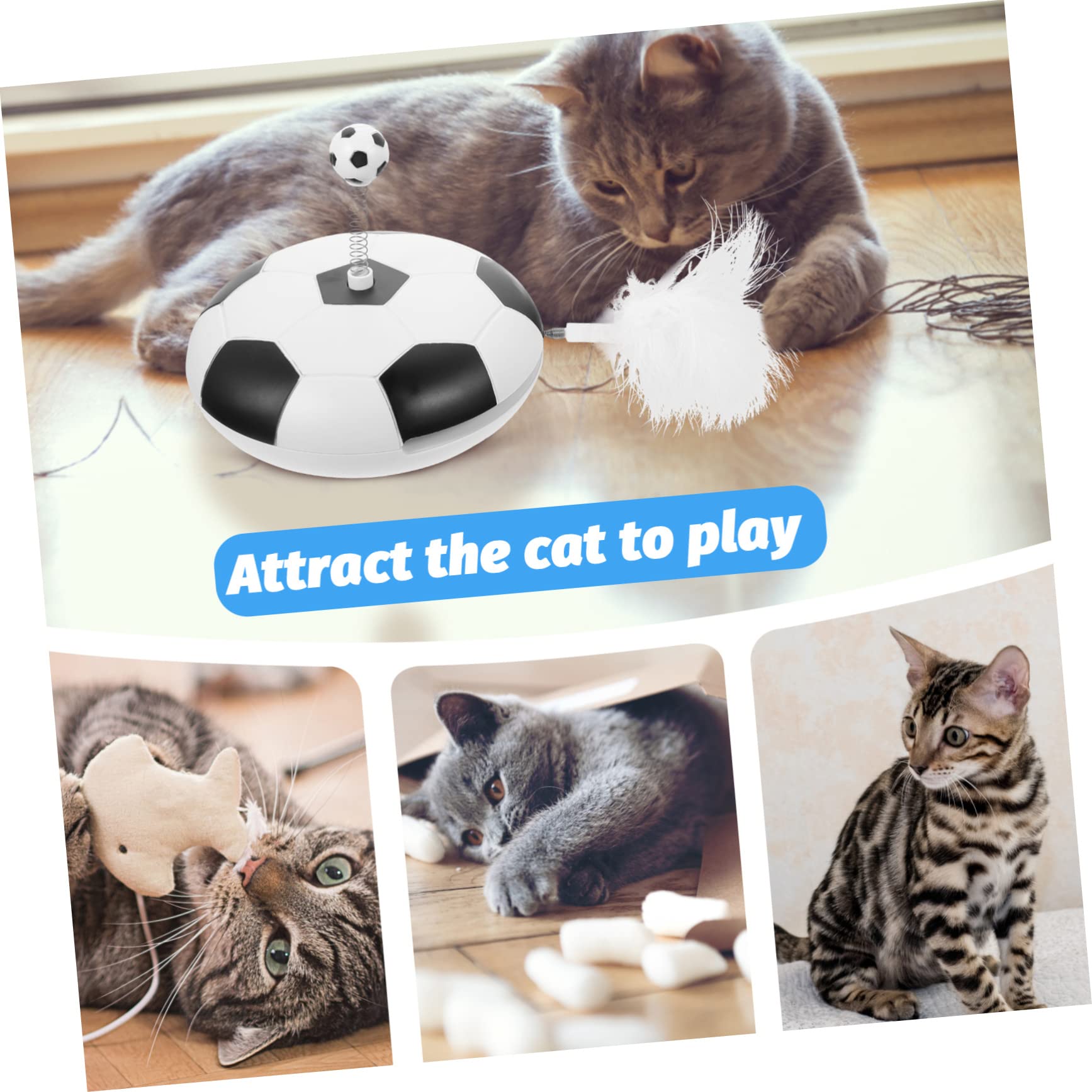 Toddmomy Giocattolo Interattivo Per Gatti Con Piume e Suoni Giocattolo Elettrico Forma Di Calcio Stimola Istinto Di Caccia e Gioco Autonomo Per Gattini e Gatti Adulti