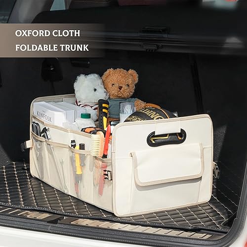 Miniatura 2 de JiatuA Organizador de maletero de automóvil con 9 bolsillos, plegable, multicompartimento, impermeable, correas ajustables para SUV, camión, sedán,