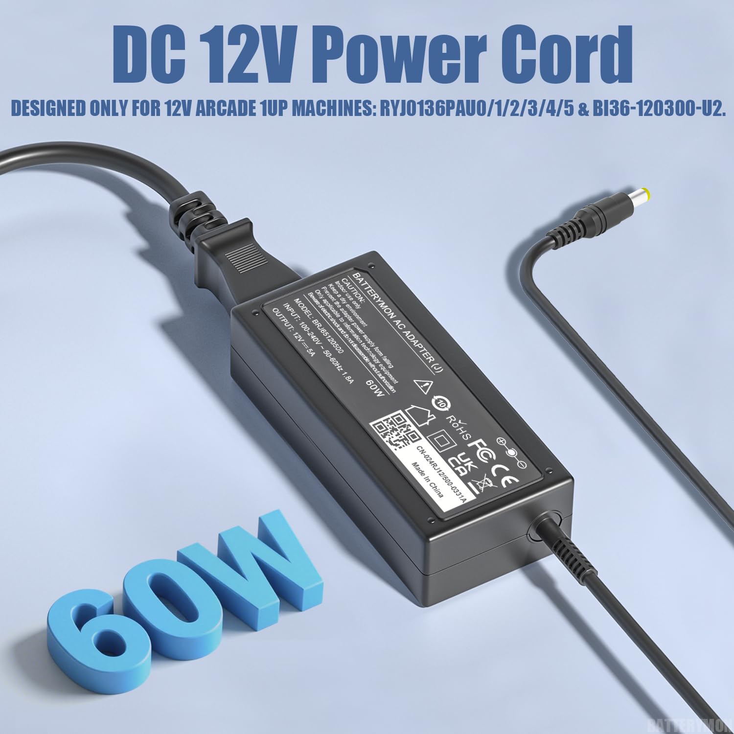 Office Supplies 12V Arcade1Up Power Charger - Replacement Cord For ...