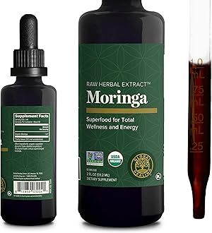 Global Healing Center - Organic Moringa Oleifera Extract Liquid Drops, Moringa Supplement-Vegan from Tree Leaves-Max Absorption of Vitamins and Minerals- More Potency Than Powder Form (2 Fl Oz)
