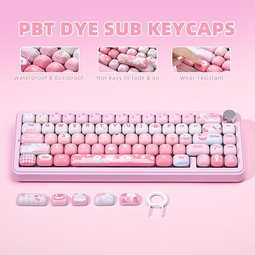 Miniatura 2 de YUNZII Lindas Teclas Personalizadas Pink Ice Cream, 138 Teclas Dye Sub PBT Perfil MOG Juego de Teclas para Teclados Mecánicos Gaming (Pink Ice