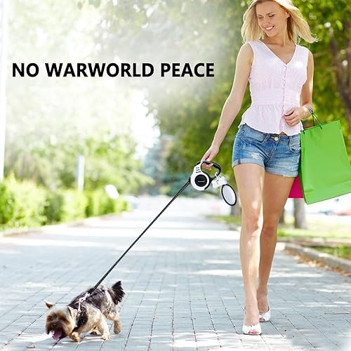 Miniatura 6 de Correa retráctil para perro, 10 pies de largo adecuada para perros pequeños y medianos de hasta 22 libras, con 1 cuenco portátil de silicona para