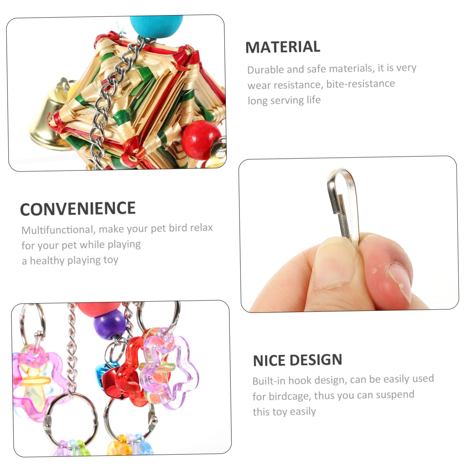 ABOOFAN 4pièces Jouet à Mâcher pour Perroquet Acrylique Suspendu Accessoire pour Oiseaux pour Perroquets Oiseaux De