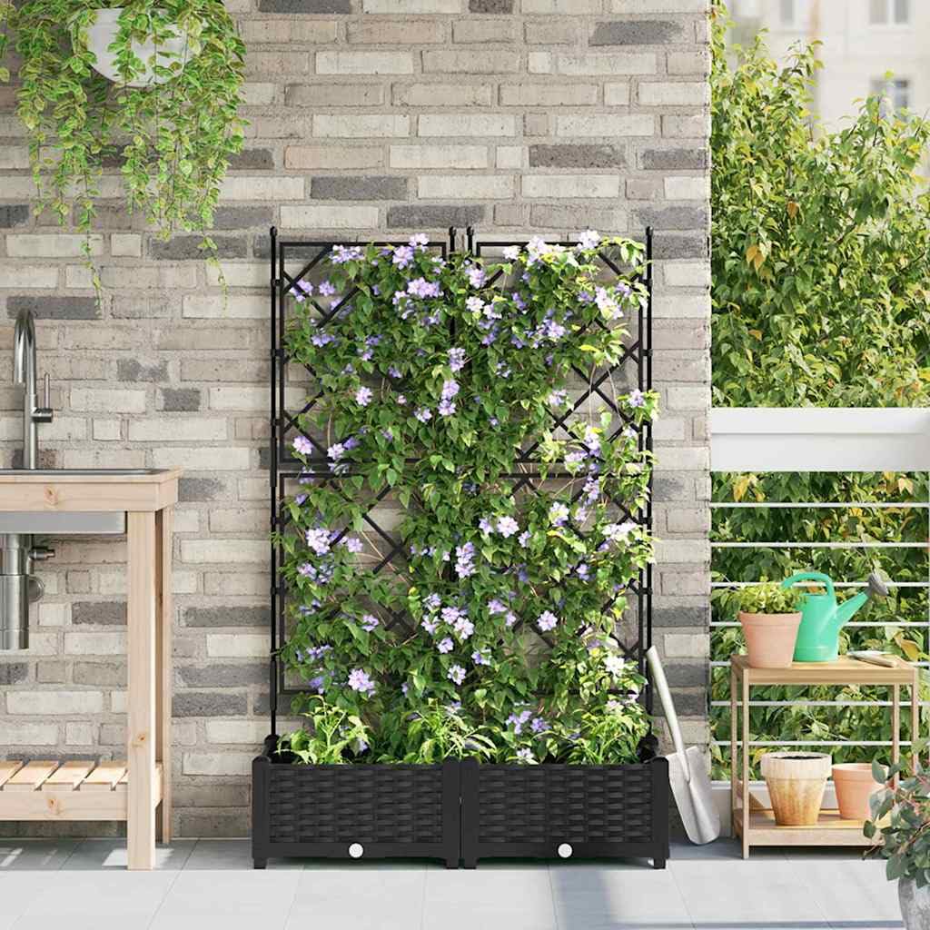 vidaXL Vaso da Giardino 2 PCS Nero 80 x 40 x 125,5 cm Plastica, Vaso Moderno e Resistente per Giardino e terrazzo, Elegante Contenitore in plastica, Decorazione Outdoor