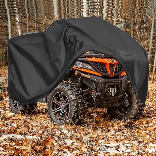 Large 2-UP ATV Cover QYMOTO 4 Wheeler Quad Bike Storage Cover Heavy Duty 420D Outdoor Waterproof Windproof for CFMOTO Cforce,Polaris Sportsman,Can