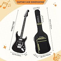 Vista 4 de Funda para Bajo Eléctrico con Acolchado de 7mm, Impermeable, Bolsa para Bajo Eléctrico con Correa para el Cuello y Bolsillos, Negra