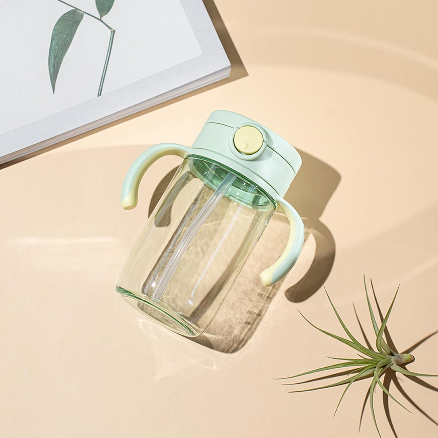 On-the-Go Sippy Cup with Silicone Straw and Removable Handles, 10 oz, Easy Grip for Infant-Toddlers Honeydew