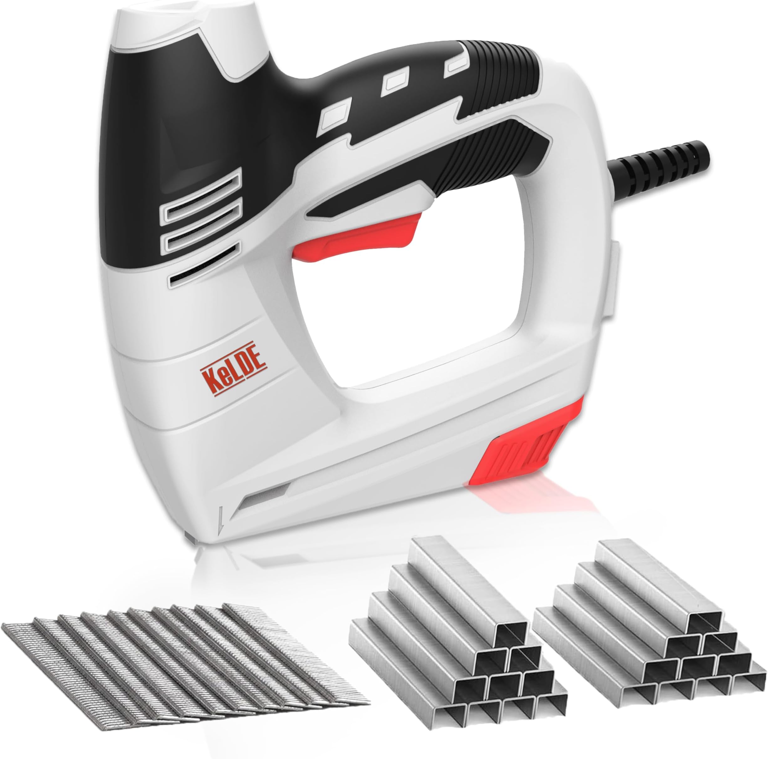 KeLDE 4-in-1 Electric Staple/Nail Gun, 120V Power Hand Stapler with 1200pcs Staples and Nails - Lightweight, Safety & Ergonomic for Wood, DIY Crafts, Upholstery Projects