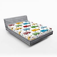 Vista 73 de Ambesonne Sábana bajera abstracta con estampado gráfico de letras del alfabeto de colores, funda de cama con bolsillo profundo elástico para mayor