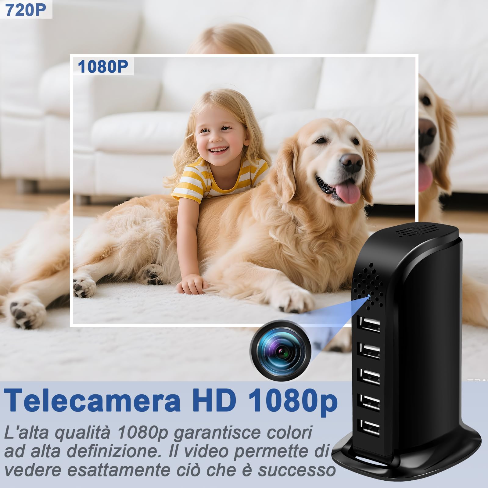 Caméra Cachée WiFi 2.4/5G,HD 1080P Caméra Espion, Mini Camera Espion sans Fil avec Détection de Mouvement/Enregistrement en Boucle ＆Consultation à Distance
