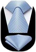 HISDERN Men's Sage Green Houndstooth Tie Set - Necktie & Pocket Square for Wedding Business Formal Events