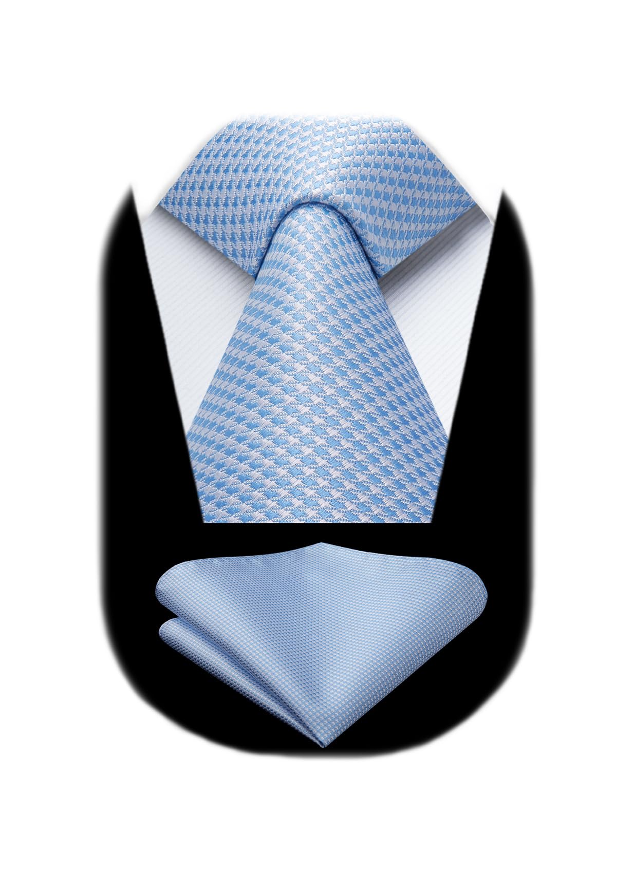 HISDERN Ties for Men Solid Houndstooth Neckties Handkerchief Formal Business Tie & Pocket Square Set Wedding Party