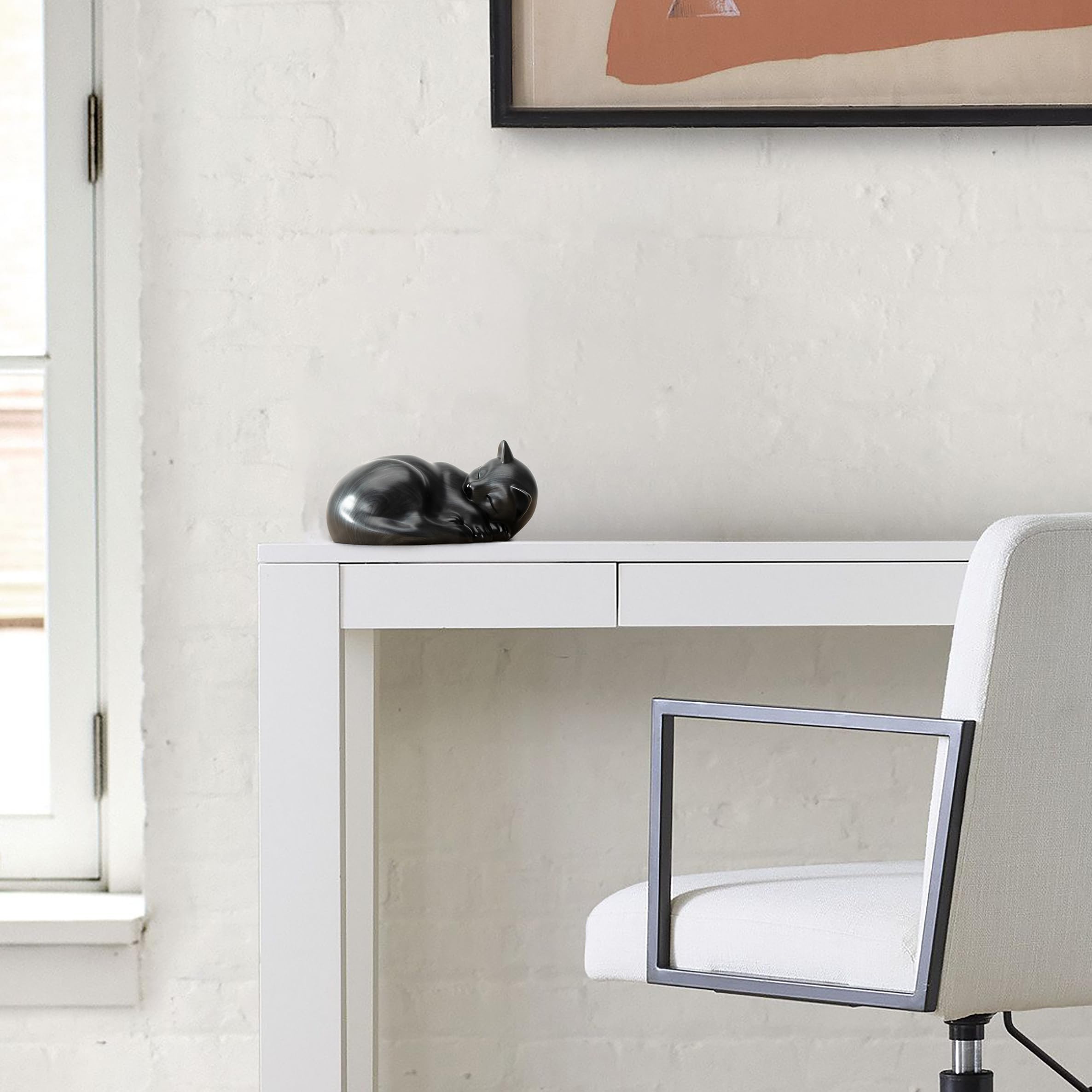 Kriss Art Pet Urns,Sleeping Resin Cremation Cat Urn, Cat Urns for Ashes, Small Animal Urn,Small Pet Urns (Black)…