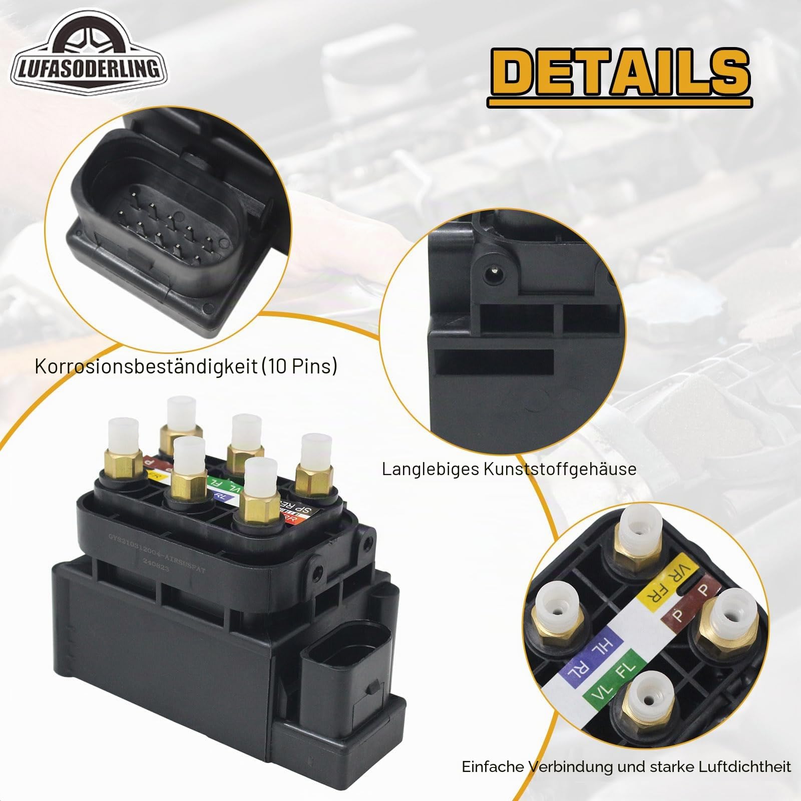 Luftfederung Ventilblock für Mercedes-Benz W164 W166 W251 GL320 GL350 ML250 ML63 CL550 S350 S400 S550 S600 R320 R350 ML350 W166 Ventilblock 2513200058 A2513200058 1643201204 2123200358
