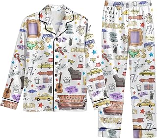 Women 2PCs Satin Pajama Set Long Sleeve Silk Feel Funny Gifts