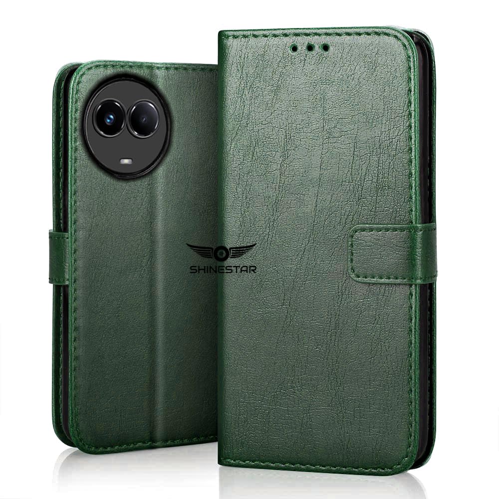SHINESTAR Realme 11 / 11X / Narzo 60x 5G Flip Back Cover | PU Leather Flip Cover Wallet Case with TPU Silicone Case Back Cover for Realme 11 / 11X 5G / Narzo 60x - Unique Green (B0CGPB6J2R) Amazon Price History, Amazon Price Tracker