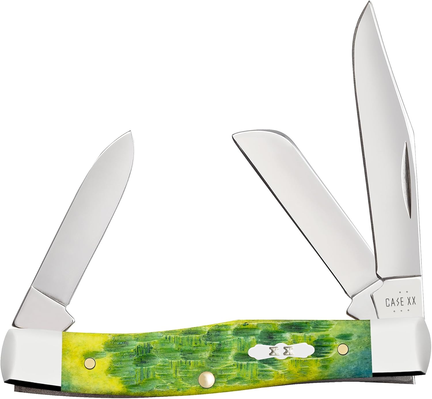 Case Knives Peach Seed Jig Green Apple Bone Medium Stockman Knife